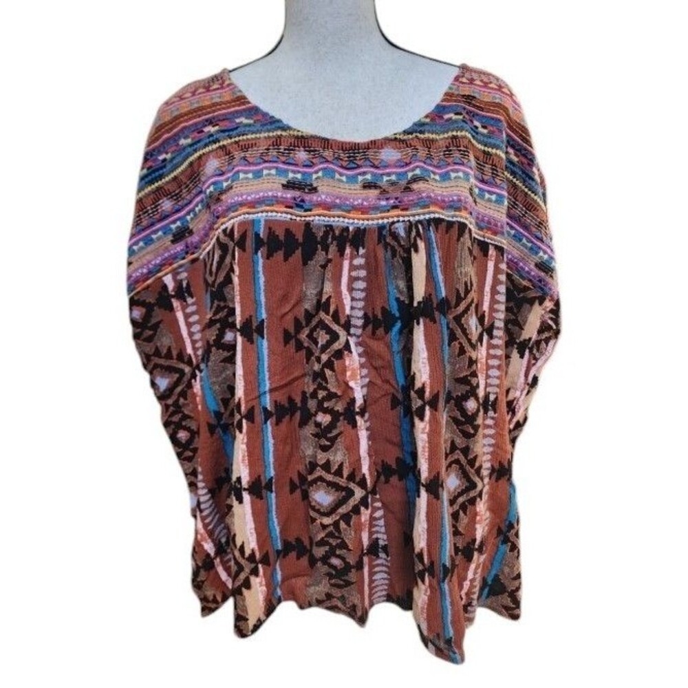 Savanna Jane Southwestern Kimono Top Size 1X/2X Embroidered Flowy